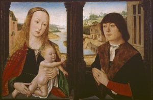 Diptych - Virgin and Child and a Donor by Flemish School