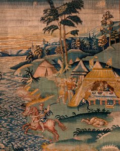 Flemish Tapestry. Military Camp Near the River Granikos. Atelier of Oudenaarde. 377x393cm. Inv 83104-9 /00011. 17th Century.