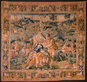 Flemish Tapestry. Military Camp Near the River Granikos. Atelier of Oudenaarde. 377x393cm. 17th Century. by Flemish School