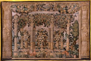 Flemish Tapestry. Series Galleries with Animals or Galleries of Espaliers. Second of the Series. Silk and Wool. 17th Century.
