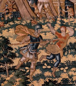 Story of Cyrus. No V Combat between two warriors and the death of Cyrus. Ca 1590 by Flemish School