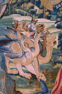 Saint Michael Defeating the Dragon. Series The Apocalypse (detail) by Flemish School