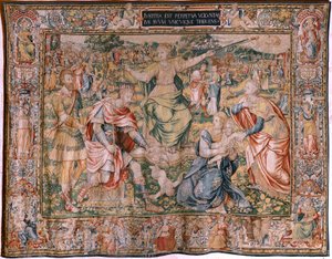 Flemish Tapestry. Series The Seven Virtues. Justice. Model Based on Michiel Coxcie. Manufacture Brussels. Ca 1560-1570 by Flemish School