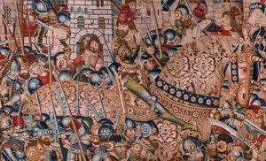 Flemish tapestry. Series The Trojan War. The Destruction of Troy. Eleventh tapestry in the series. Model Coëtivy Master. Manufacture Tournai workshops. Ca 1470 by Flemish School