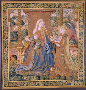Flemish Tapestry. The Virgin with the Child and Angels. Ca 1500
