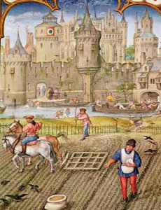 Month of October: Sowing, from Breviarium Grimani, c.1515 by Flemish School