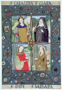Four female saints, from a Book of Hours produced in Ghent or Bruges, c.1510 by Flemish School