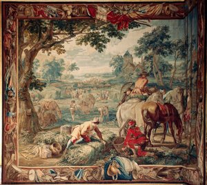 Palace. Flemish tapestry. Feeding. Wool and silk. Ca 1715 - 1724.