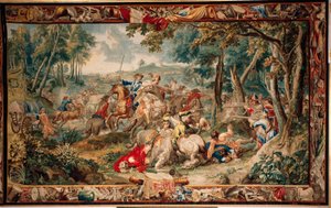 Palace. Flemish tapestry. Ambush. Wool and silk. Ca 1715 - 1724. by Flemish School