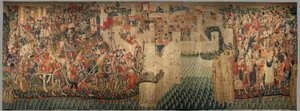 Parish museum of tapestries. Flemish tapestry. Conquest of Tanger. Series Conquests of king Alfonso I of Portugal. Tournai by Flemish School