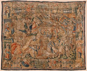Parish Museum of Tapestries (Museo Parroquial de Tapices de Pastrana). Flemish Tapestry. Combat Between Alexander and Darius at Ipsus. Brussels. Wool and Silk. 16th Century. 510x419cm. by Flemish School