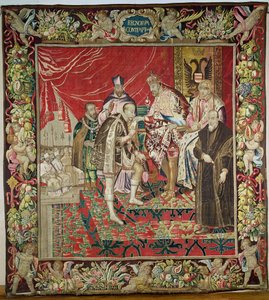 The Abdication of Charles V (1500-58) from The Tapestry of Charles Quint, c.1630-40 by Flemish School