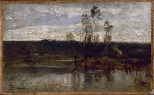 Riverbank by Félix Ziem
