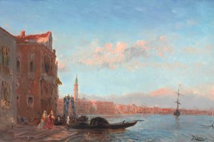 Figures Leaving a Palace, Canal della Grazia