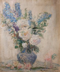 White Roses and Delphiniums