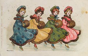 Four Young Girls with Muffs