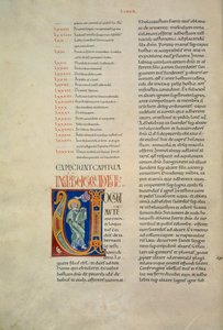 Page from the Bible of Corbolino with initial representing God speaking to Moses, manuscript