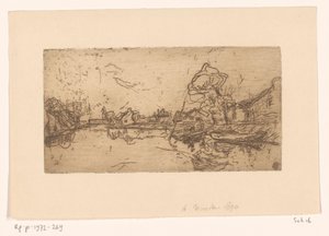 River view with figures in a boat