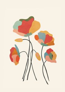 Colorful Abstract Poppies by Flow Line