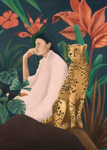 Thoughtful Woman Jungle Cheetah