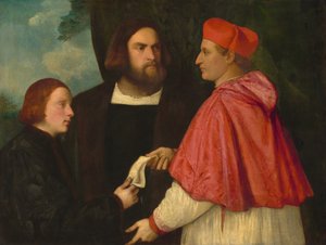 Girolamo and Cardinal Marco Corner Investing Marco, Abbot of Carrara, with His Benefice