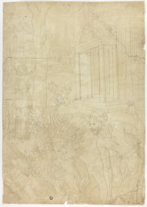 King Making Sacrifice at Temple of Diana by Fontainebleau School