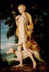 The Goddess with a Bow Accompanied by a Dog by Fontainebleau School