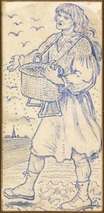 November, the Sower: Study for a Tile at Queens College Hall, Cambridge