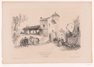 Village Street with Horses and Various Figures (Drawing Course with Studies of Landscapes, Animals, and Details)