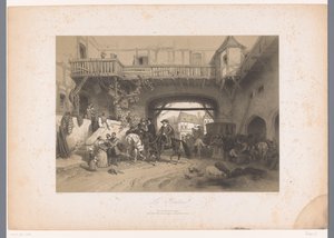 Three Riders Arriving at an Inn by Fortuné Ferogio