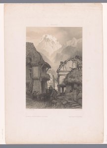 Ox Cart in a Village at the Foot of a Mountain (series title: Narrative Representations) by Fortuné Ferogio