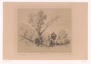 Resting Family on a Journey in a Mountain Landscape (Examples of Figure Studies for Landscape Artists) by Fortuné Ferogio