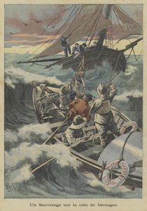 A Lifeboat Rescue off the Coast of Brittany by Fortune Louis Meaulle