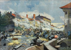 The Defense of Rambervillers by the Population Against the Prussians by Fortune Louis Meaulle