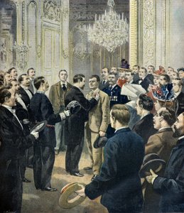 Louis Barthou Decorates the Coachman Georges, Rescuer of the Bazar de la Charité, 1897 by Fortune Louis Meaulle