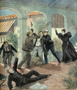 Murder of Antonio Canovas del Castillo by the Anarchist Michele Angiolillo by Fortune Louis Meaulle