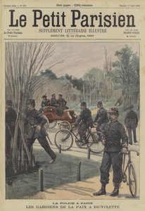Paris policemen using bicycles