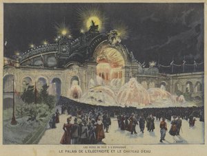 The Palace of Electricity and Castle of Water at Night, Exposition Universelle 1900, Paris