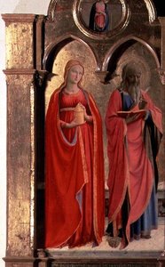 Virgin and Child Enthroned with Four Angels, detail of St. John the Evangelist and Mary Magdalen, from the Polittico di San Domenico by Fra (c.1387 1455) Angelico