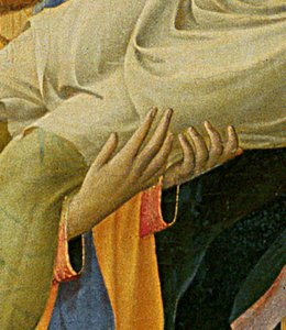 Santa Trinita Altarpiece, frame and pinnacles by Lorenzo Monaco (detail) by Fra  Angelico