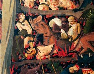 Hell with demons punishing greedy (detail) by Fra (c.1387 1455) Angelico