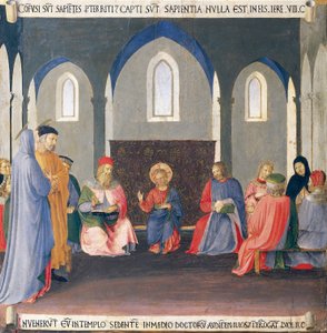 Inset depicting the dispute with the doctors in the Temple