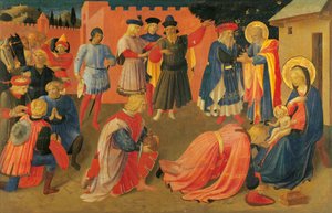 The Adoration of the Magi (detail) from central panel of the predella, Tabernacle of the Linen Drapers