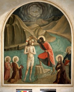 The Baptism of Christ by Saint John the Baptist - Fresco by Guido di Pietro