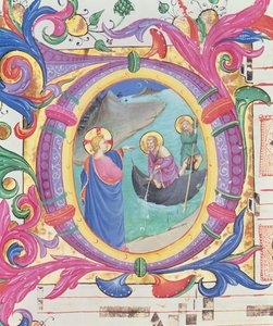 Historiated Initial O Depicting the Miraculous Draught of Fishes (detail)