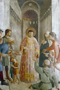 St Laurence giving alms to the Poor, mid 15th century