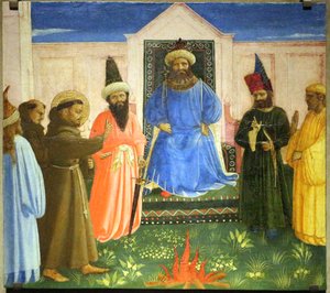 The Trial by Fire, St. Francis Offers to Walk Through Fire, to Convert the Sultan of Egypt by Fra Angelico