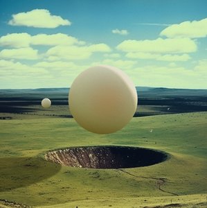 Floating Spheres Over Crater by Fran Rodríguez