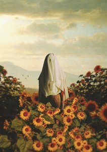 Mysterious Figure Sunflowers by Fran Rodríguez