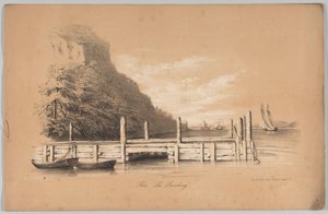 Fort Lee Landing, in: The New York Drawing Book, 1847 by Frances Flora Bond Palmer